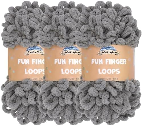 JubileeYarn Fun Finger Loops Yarn - Grey - 3 Skeins by BambooMN