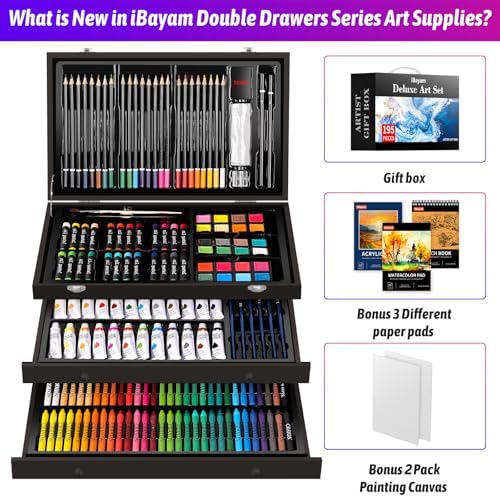iBayam Art Set,195-Pack Arts and Crafts for Kids Ages 8-12, Deluxe Gift Box - Image 6