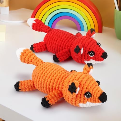 Crochet Kit for Beginners - 2 PCS Fox Crochet Kits with Step-by-Step Video Tutorials, Beginner Crochet Kit for Adults, Crochet Animal Kit, Crochet Fox Set - Image 6