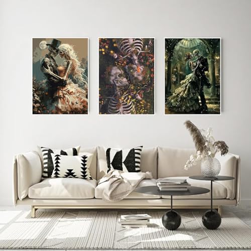 3 Pack Skull Paint by Numbers Kit for Adults Framed Canvas, Frameworkless - Image 5