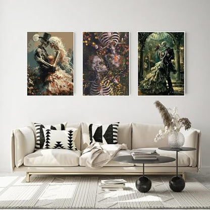 3 Pack Skull Paint by Numbers Kit for Adults Framed Canvas, Frameworkless - Image 5
