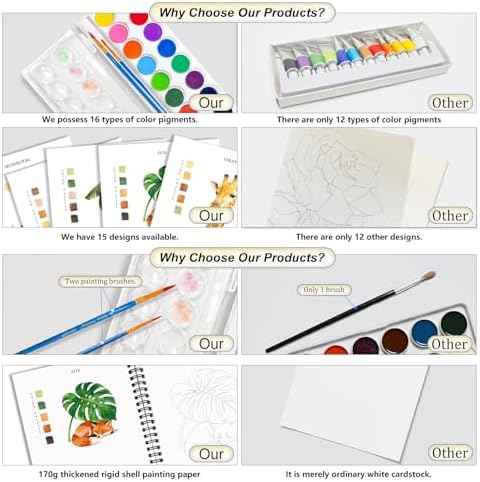 Watercolor Workbooks for Adults Beginners & Teens, 16 Colors 15 Beautiful Paintings, Pre-Outlined Designs, Easy Watercolor Art Book（Forest） - Image 5