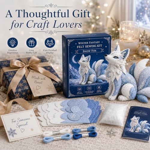 Winter Fantasy Animal Felt Sewing Kit, DIY Patchwork Craft Kit with Pre-Cut Felt Pieces, 3D Stuffed Animal Making Set for Beginners Adults Teens, Creative Home Decor Gift (C) - Image 6