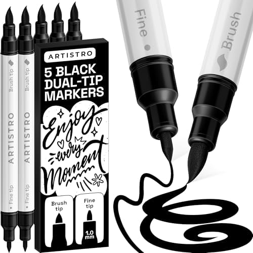 ARTISTRO 5 Black Dual-Tip Acrylic Paint Marker Pens for Drawing by ARTISTRO