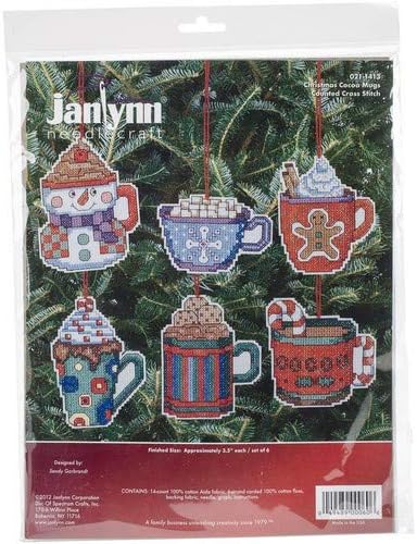 Janlynn Counted Cross Stitch Kit, Coca Mug Ornaments,Brown - Image 3