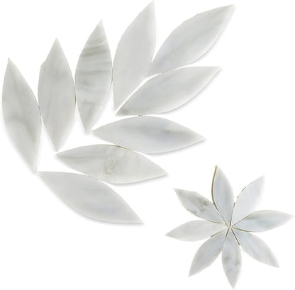 Mosaic Tiles Petal Leaves Glass Crystal Mosaic Glass Tile for Crafts Bulk DIY Picture Frames Handmade Jewelry Coasters Art Material Decoration,1.1x2.5 cm, 80pcs/100g (Gray)