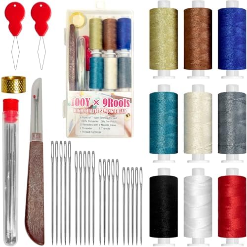 QCZKB Sewing Kit for Adults (40 PCS) -Multicolor Thread, Needles, Thimble & Needle Threader - Emergency Repair and Travel Kits - Sewing Accessories and Supplies by QCZKB