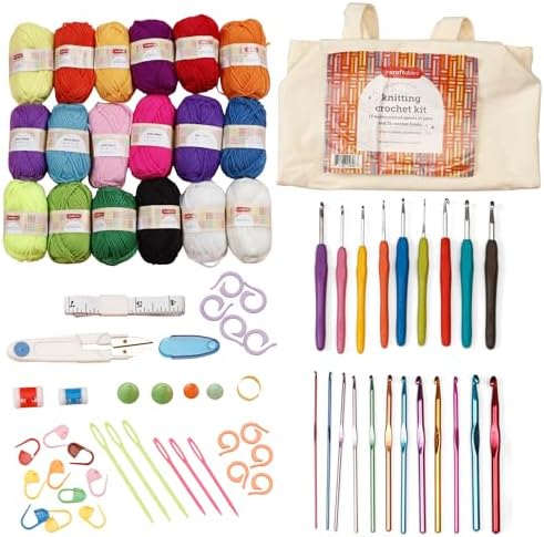 Incraftables Crochet Kit for Beginners – 85 Piece Beginner Crochet Kit for Adults & Kids with Yarn, Hooks, Accessories & Bonus Tote Bag Organizer – Learn to Crochet with Complete Starter Set by Incraftables
