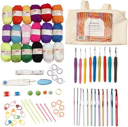 Incraftables Crochet Kit for Beginners – 85 Piece Beginner Crochet Kit for Adults & Kids with Yarn, Hooks, Accessories & Bonus Tote Bag Organizer – Learn to Crochet with Complete Starter Set by Incraftables