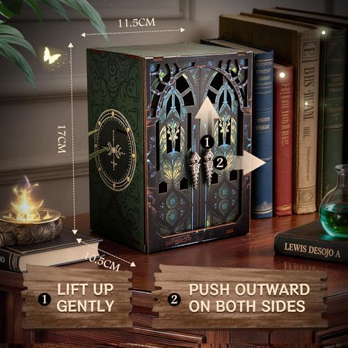 DIY Book Nook Kit Miniature Dollhouse with LED Light, 3D Wooden Bookshelf Insert Reading Corner Bookshop, Mini Library Model Building Kit for Adults Teens, Book Nook Shelf Decor Gift for Book Lovers - Image 2