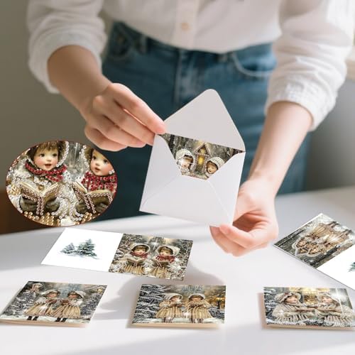 jinglinhh 6pcs Christmas Girl Reading Diamond Art Painting Greeting Cards with Envelopes, DIY Card Making Kits for Adults, Diamond Art Postcards Christmas Cards Craft Gifts - Image 7
