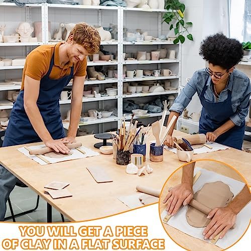 Sasylvia 20 Pcs Clay Pottery Rolling Pin Guides,5 Size,Wood Color - Image 4