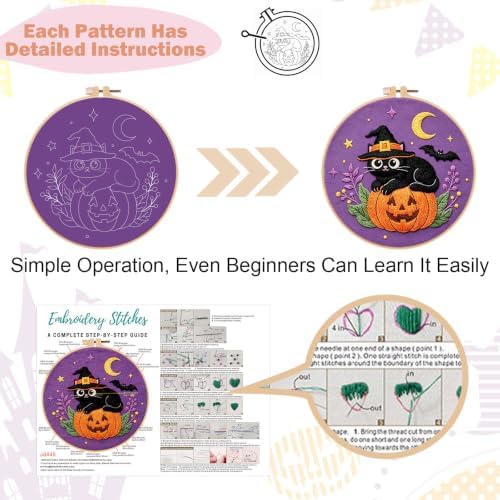Nuberlic 3 Pack Halloween Embroidery Kit for Beginners - Image 3