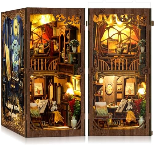 CRIOLPO DIY Book Nook Kit for Adults - 3D Wooden Puzzle with LED Lights by CRIOLPO
