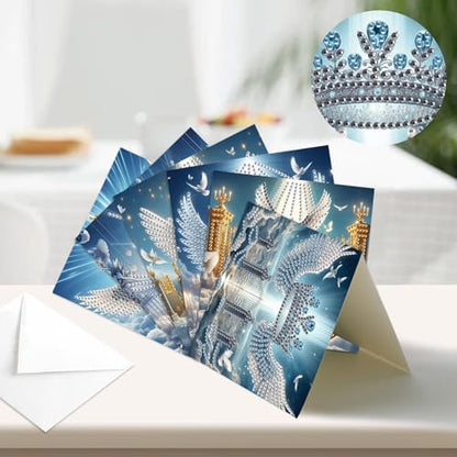 6pcs Diamond Painting Greeting Card with envelopes, DIY Angel wing and crown Diamond Art Greeting Card for Blessing and Wish Special Shaped Arts Crafts for Christmas Birthday Thanksgiving Day Holiday - Image 4