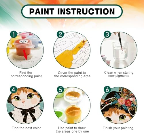 Framed Paint by Numbers Kit for Adults Beginner & Kids Ages 8-12, Funny Cat Adult Paint by Number Kits on Canvas with Frame, DIY Acrylic Number Painting for Adults for Home Decor Gift 8 x 12 Inch - Image 6