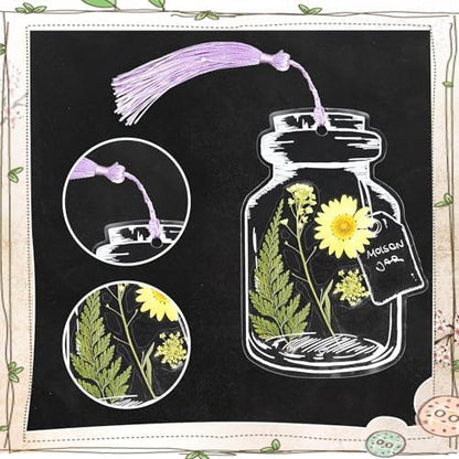 Kaluofan 103PCS Bookmark Making Kit, Transparent Flower Bookmarks, Handmade Dried Flower Bookmark Kit for School, DIY Bookmark Kit with Abundant Bottle Bookmarks Dried Flowers Tassels and Tweezer - Image 4