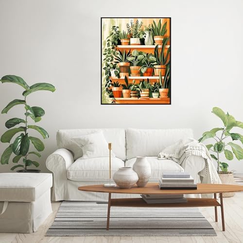Yunruily Green Plant Canvas Paint by Numbers for Adults-Paint by Numbers Adults Plant,Painting by Number Canvas for Adult for Gifts and Home Wall Decor(with Gifts Box) 16x20inch - Image 2