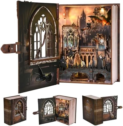 MiniCity Book Nook Kit, DIY Miniature House Kit for Adults, Teens and Beginners, Dollhouse Booknook Library Tiny House Bookshelf Decor (Introduction to Magical Flight) by MiniCity