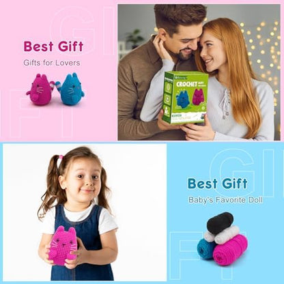 Faircosy Crochet Kit for Beginners Crocheting: Crochet Animal Kits for Kids & Adults - Learn to Knitting Cat Amigurumi Starter Kit with Detailed Tutorial Video and Instructions (40%+ Yarn Extra) - Image 5