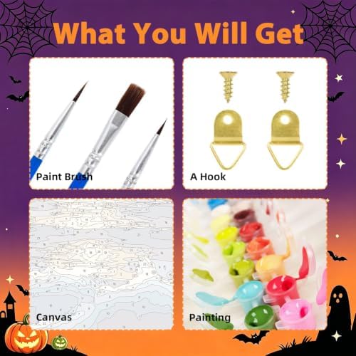 Aestalrcus Halloween Paint by Numbers Kit for Adults, Witch, 16x16inch - Image 5