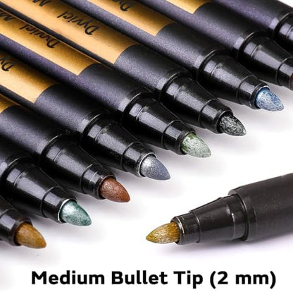 Dyvicl Metallic Marker Pens - Set of 10 Medium Point Metallic Markers for Rock Painting, Black Paper, Card Making, Scrapbooking Crafts, DIY Photo Album - Image 3