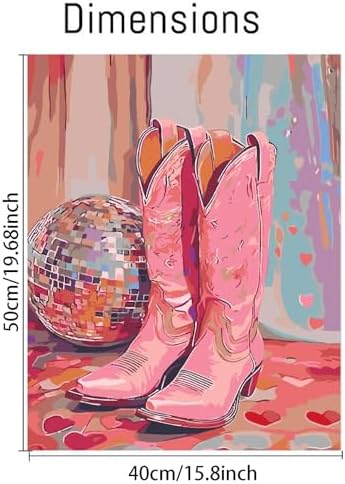Canrichshop Vintage Boots Paint by Number Kits,Retro Disco Ball Paint by Numbers Kit for Adults Beginner Without Frame,Easy DIY Acrylic Painting for Canvas for Decor 16x20inch - Image 2