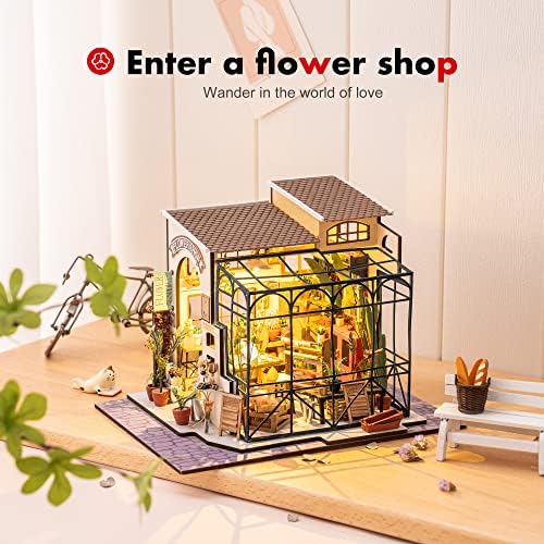 ROBOTIME DIY Dollhouse Kit Mini House with Furnitures Accessories 1:24 Scale Craft Kit - Emily's Flower Shop - Image 2