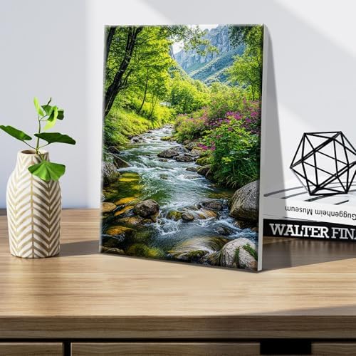 JOOZ Landscape Paint by Numbers Kit for Adults with Frame Mountain Paint by Number with Easel Forest Oil Painting Kits for Home Wall Decor 8 x 12 Inch - Image 5