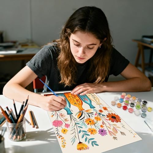 AIRDEA Flowers Paint by Numbers for Adults Beginner,Cartoon Painting by Number Kits on Canvas,Frameless,16x20in DIY Acrylic Painting,Home Wall Decor - Image 5