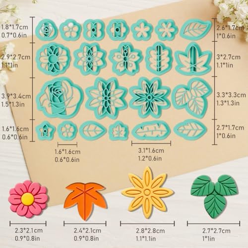 ORIGACH 22 Pcs Flower & Plant Polymer Clay Cutters Set - Image 3