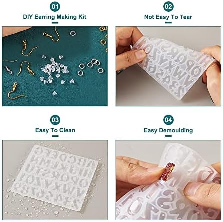 KISSITTY Letter Number Earring Silicone Molds Alphabet Number Heart Pendant Resin Casting Molds Earring Making Kit for Adults UV Resin Jewelry Crafts Arts Key Chains Necklaces - Image 2