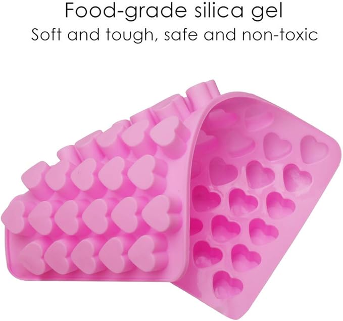 Pimoys Silicone Moulds for Wax Melts with Dropper 55 Heart Mould Sweet Moulds Mini Candy Molds Silicone Shape for Love Chocolate Soap Jelly Melts Gummy DIY