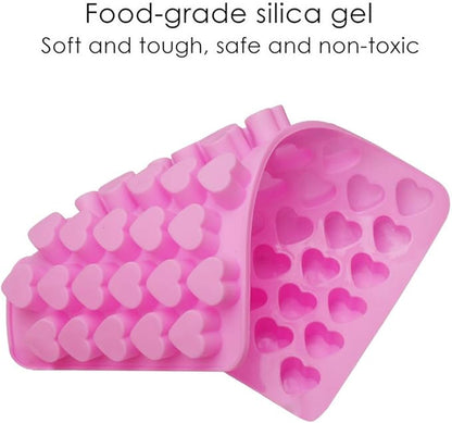 Pimoys Silicone Moulds for Wax Melts with Dropper 55 Heart Mould Sweet Moulds Mini Candy Molds Silicone Shape for Love Chocolate Soap Jelly Melts Gummy DIY