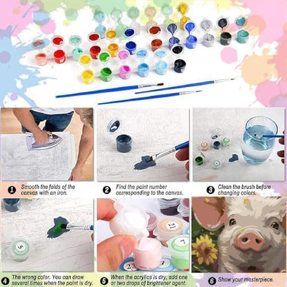 AALBLAC Pig Paint by Numbers Kit for Adults Beginners- Pig Sunflower Paint by Number Canvas, Easy Animal Acrylic Painting by Numbers for Home Wall Decor (16x20 inch) - Image 7