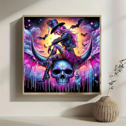 Lophomie Diamond Art Kits for Adults, 5D Witch Skull Diamond Painting Kits - Image 3