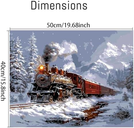 Train Paint by Numbers Kit for Adults,Winter Painting by Numbers,DIY Acrylic Paint Kit for Adults Beginners Without Frame,Easy Christmas Adult Paint by Number Kits on Canvas for Decor 16x20inch - Image 2