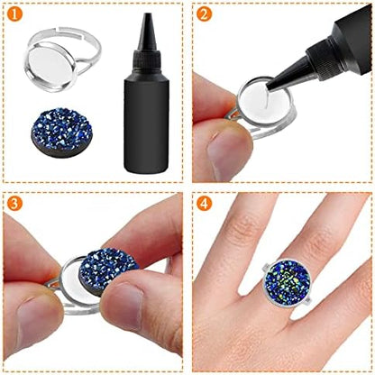 60pcs Blank Rings 12mm Adjustable Ring Bases Adjustable Flat Ring Metal Round Finger Rings Trays for Jewelry Finding(Silver) - Image 5