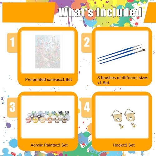 Hutarosl Wild Flowers Paint by Numbers Kits for Adults 16x20in - Image 5