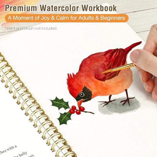 Creazic Watercolor Workbook for Adult Beginners, Pre-Sketched Bird Watercolor Coloring Book, Easy Step-by-Step Watercolor Tutorial on 140lb Paper, Spiral-Bound for Relaxation & Creative Art Practice - Image 2