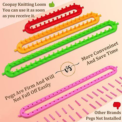 Coopay Plastic Knitting Loom & Yarn Kit, Rectangular Knitting Loom Set - Image 3