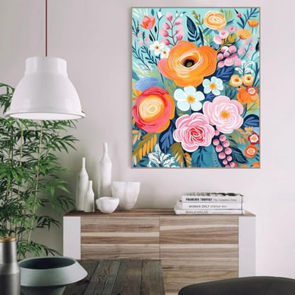 YarnMate Flowers Paint by Numbers Kit for Adults - Flowers Paint by Number on Canvas Without Frame, DIY Acrylic Painting for Gift Home Wall Decor (16x20 Inch) - Image 4