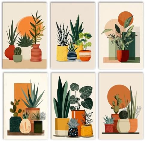 Tropical Plants Park Art 6 Packs Paint by Number Kits for Adults Beginners,Green Succulent Plants Paint by Number,Cactus Botanical DIY Oil Paintings on Canvas Frameless Home Wall Decor 8 x11.8 inch by TUMOVO