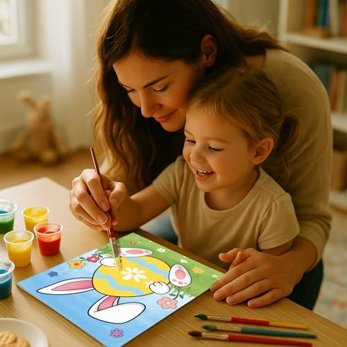 Nuberlic 10Pcs Easter Pre Drawn Canvas to Paint for Kids Girls Boys Painter Teen Adults Happy Easter Bunny Chick Egg Hunt Spring Holiday Painting Kits Pre Stretched Canvas Outline Boards 8x10 inch - Image 4