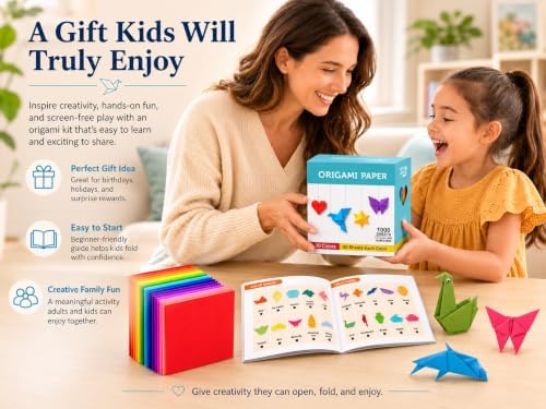 BUBU Origami Paper Kit 1000 Sheets 6x6 Colored Paper with Origami Book - Image 3