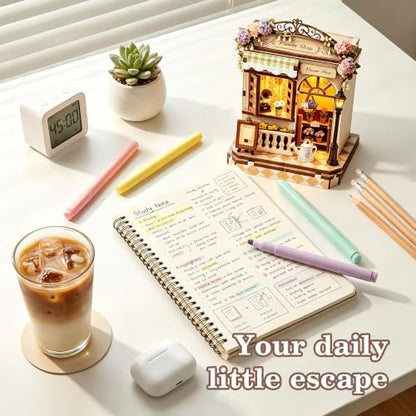Book Nook Kit – DIY Miniature House 3D Puzzle with LED, 96-Piece Tiny House Dollhouse Kit for Bookshelf Decor, Unique Gift for Men Women Teens - Image 5