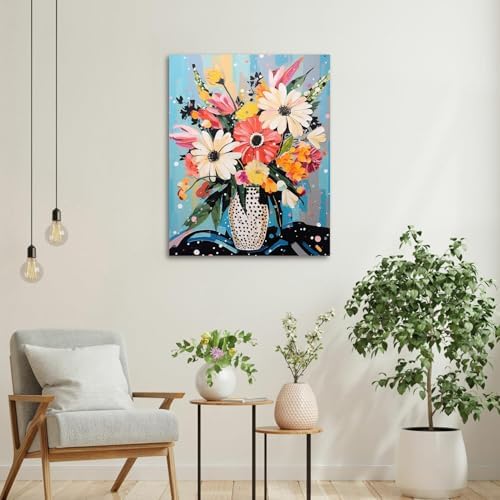 CYNART Flower Paint by Numbers Kit for Adults Beginner, Flower Easy Paint by Number Kits on Canvas, DIY Acrylic Oil Painting by Numbers for Gift Home Decor 16 x 20 inch （Without Frame） - Image 6