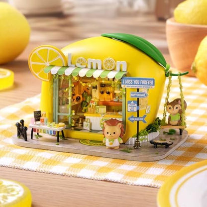 Dollhouse Miniature DIY House Kit,Mini 3D Wooden Doll House Craft Model with LED Creative Room Perfect DIY Gift for Friends, Lovers and Families (Drink Shop) - Image 2