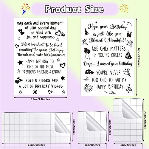Clear Stamps for Card Making, 4 Sheets Sentiments, 3 Acrylic Blocks - Image 3