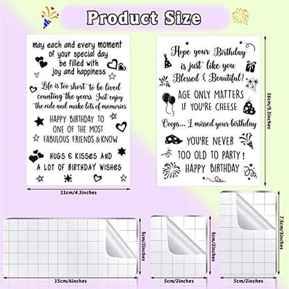 Clear Stamps for Card Making, 4 Sheets Sentiments, 3 Acrylic Blocks - Image 3